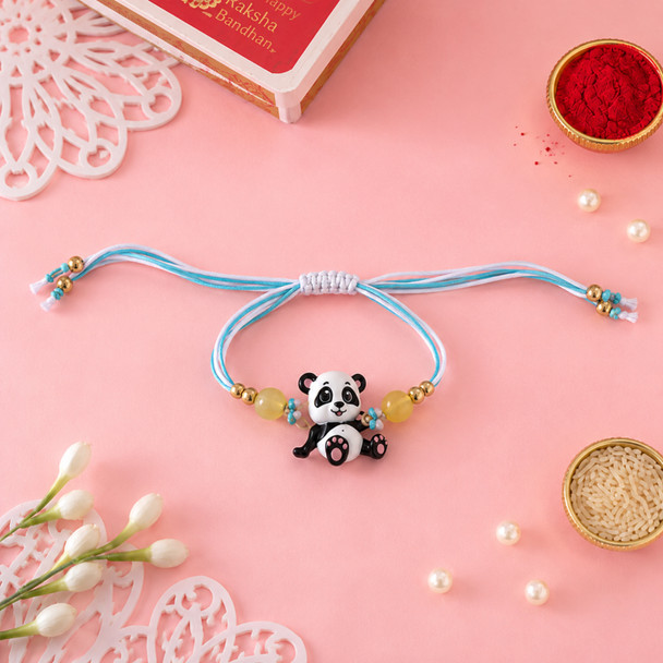 Cute Panda Rakhi with Kesar Kaju Katli