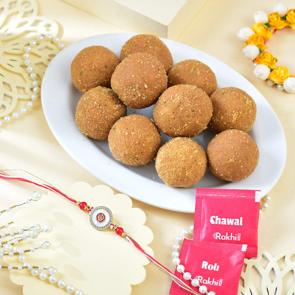 Sacred Khanda Sahib Rakhi with Besan Ladoo