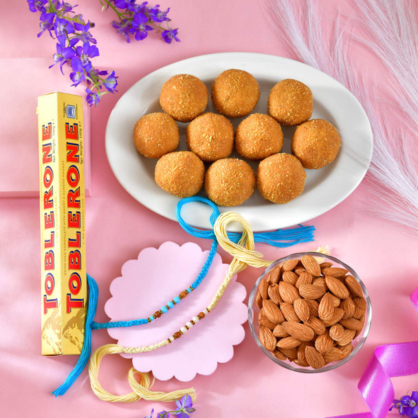 Two Hand Crafted Rakhi Celebration Hamper