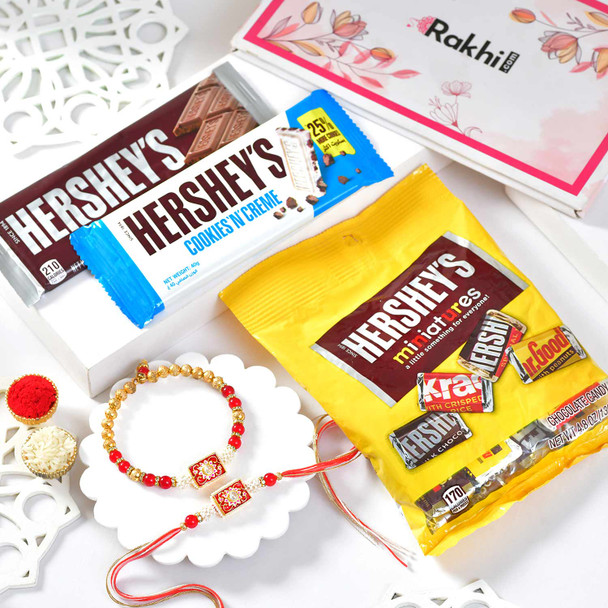 Bhaiya Bhabhi Rakhi Hershey Chocolates Hamper