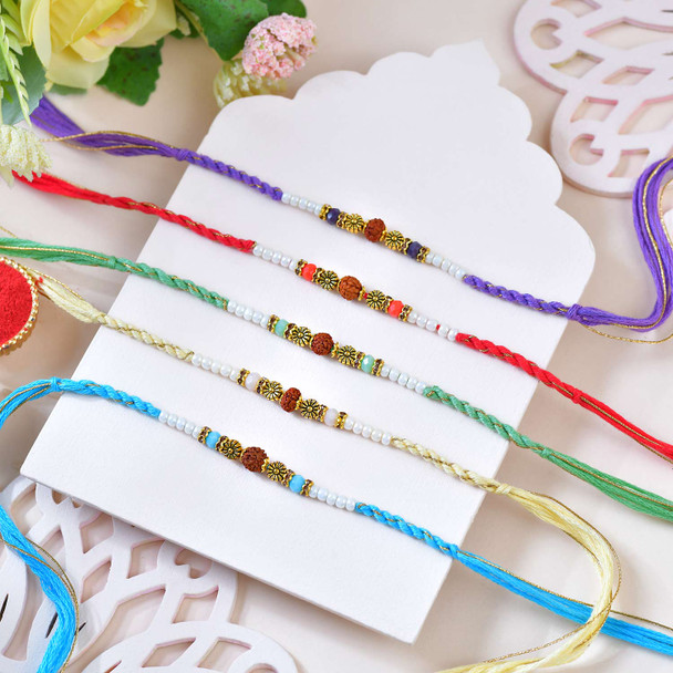 Five Classic Rudraksh Rakhi With Ferrero Rocher
