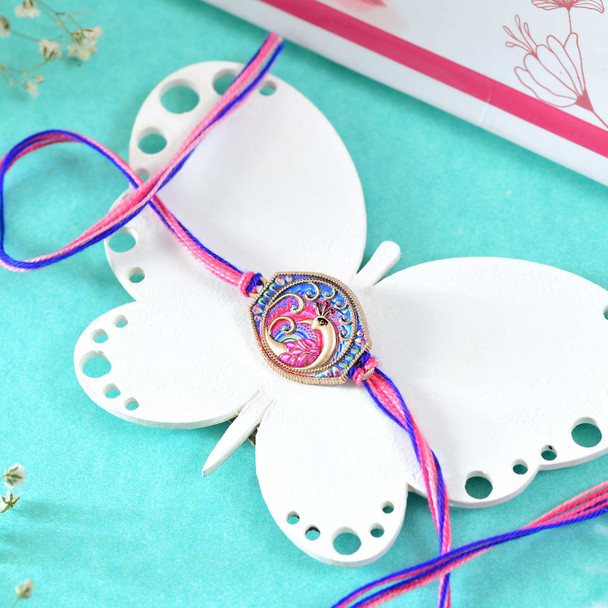 Colorful Mayura Rakhi with Ferrero Rocher