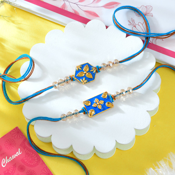 Royal Blue Rakhi Set with Assorted Dryfruits