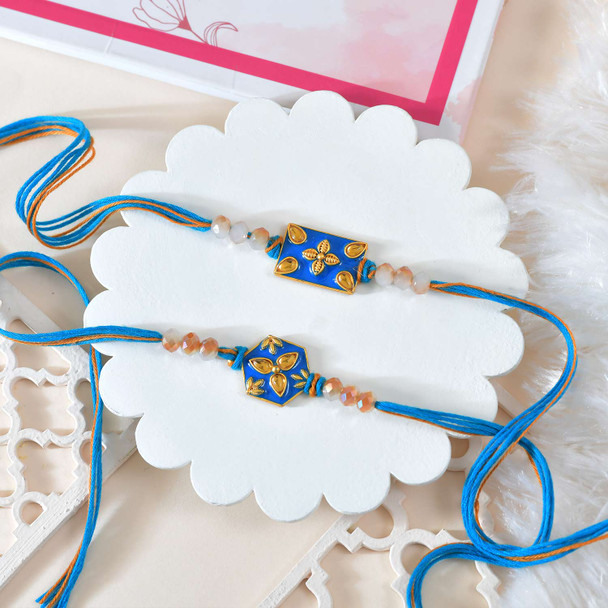 Royal Blue Rakhi Set with Baklava  Sweet