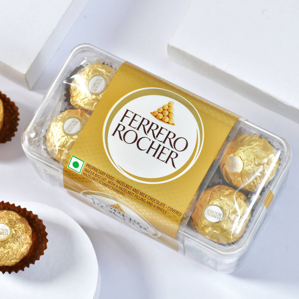 Designer Flower Green Rakhi Set with Ferrero Rocher & Almond