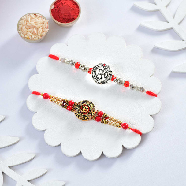 Om Rakhi Set with Almond & Ferrero Rocher