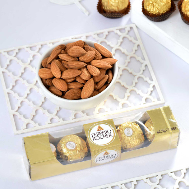 Om Rakhi Set with Almond & Ferrero Rocher