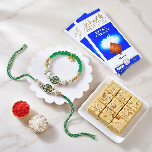 Bhaiya Bhabhi Rakhi with Lindt Chocolates & Soan Papdi