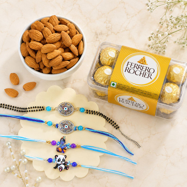 Family Rakhi Set with Ferrero Rocher & Almond