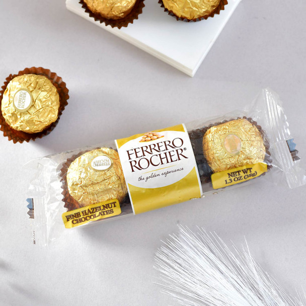 Twin Designer Rakhis with Shortbread Biscuits & 3 Ferrero Rocher Gift Box