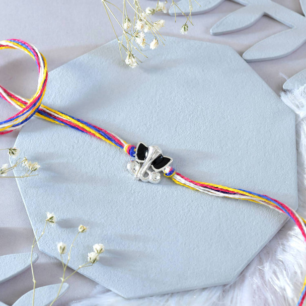 Ganesha Silver Rakhi & Kaju Katli Sweet