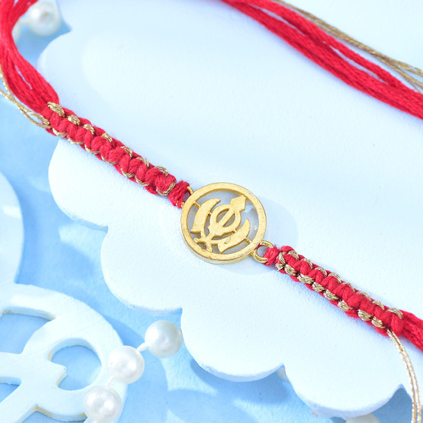 Gold Plated Khanda Thread Rakhi