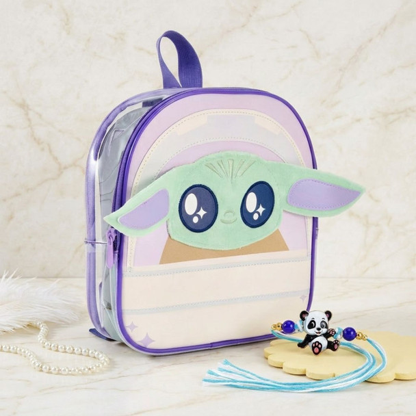 Star Wars Grogu Kids Backpack with Cute Panda Rakhi