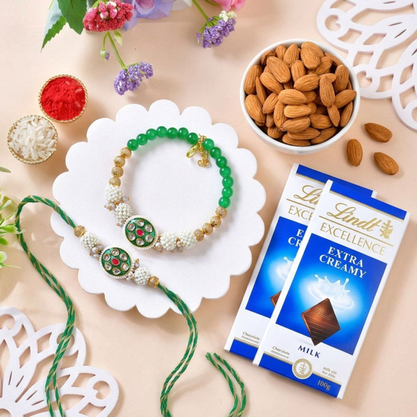 Bhai Bhabhi Rakhi with Lindt Chocolate & Almonds
