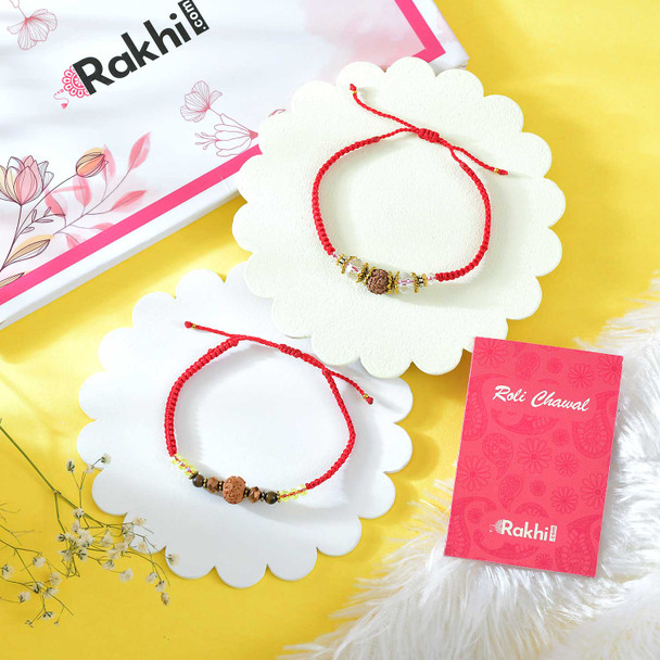 Divine Rudraksha Rakhi and Kaju Sweet Combo