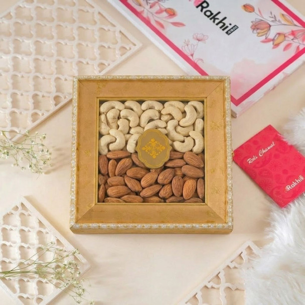 Royal Red Bhaiya Bhabhi Rakhi Set with Dry Fruits Box