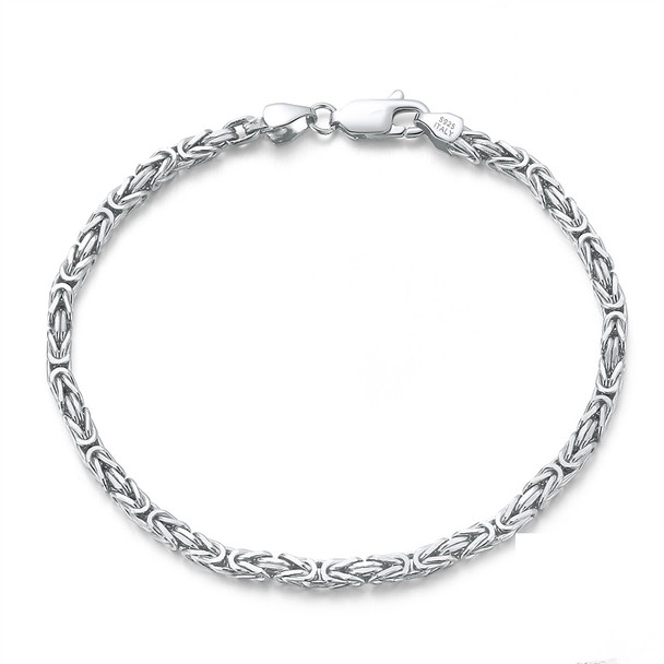 Italian 925 Sterling Silver Handmade Flat Byzantine Link Bracelet