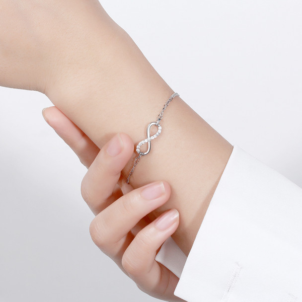 925 Sterling Silver Infinity CZ Double-Layer Bracelet