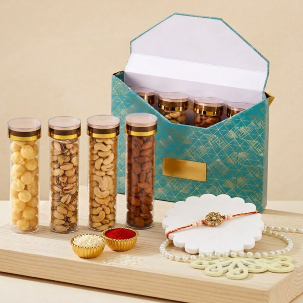Royal Nut Quartet & Designer Rakhi Hamper
