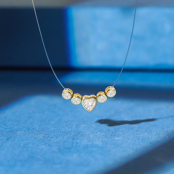 14K Gold Plated 925 Sterling Silver Heart CZ Necklace