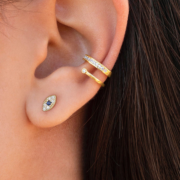 Blue Evil Eye 925 Sterling Silver Stud Earrings