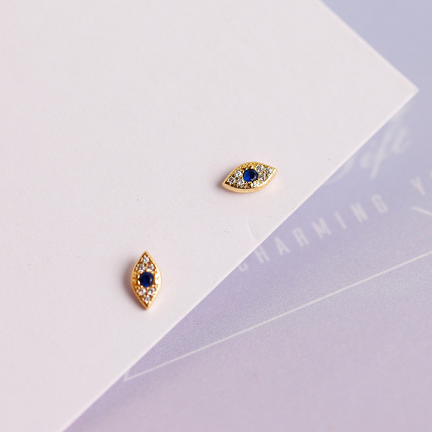 Blue Evil Eye 925 Sterling Silver Stud Earrings