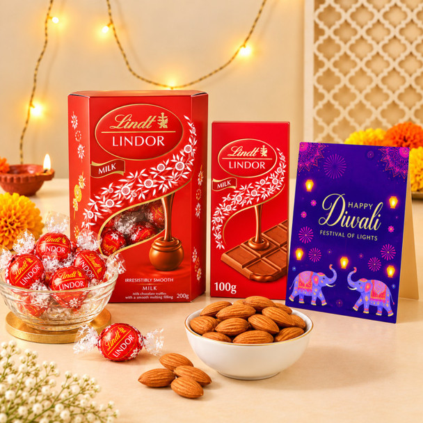 Lindt Lindor Milk Chocolate Collection with Almonds Diwali Hamper