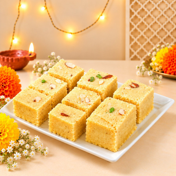Festive Soan Papdi with Rasgulla and Nuts Diwali Gift Combo