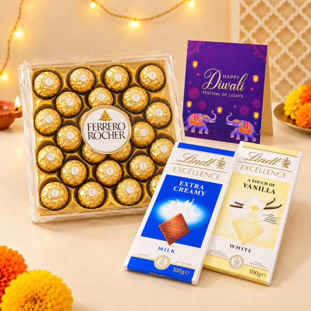 Premium Chocolate Ferrero Rocher and Lindt Excellence Diwali Gift Hamper