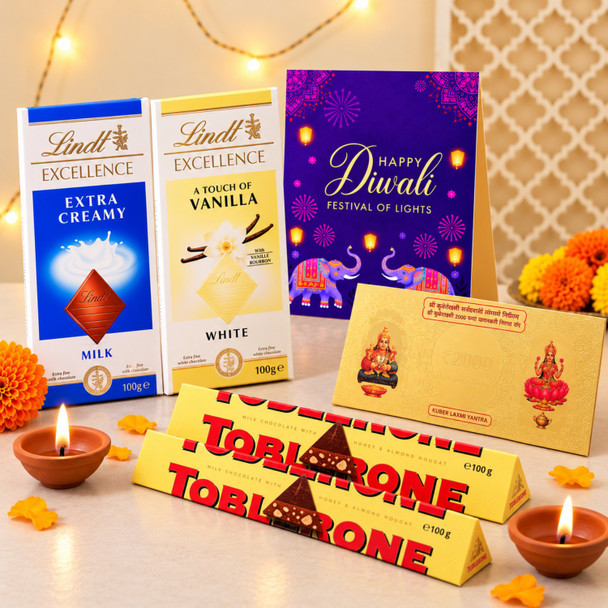 Shubh Deepawali Chocolate and Diya Combo