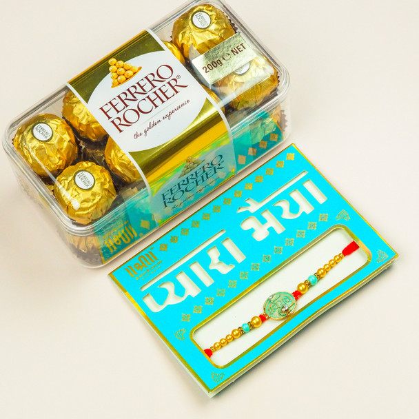 Radhe Radhe Rakhi With Ferrero Rocher - For New Zealand