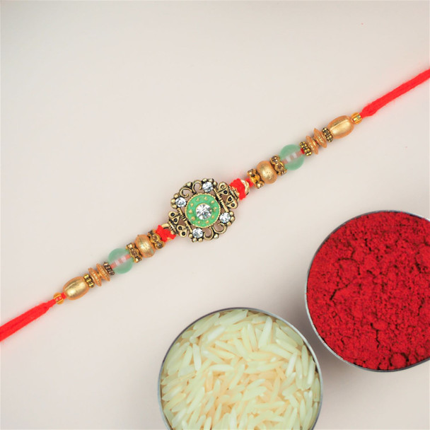 Sparkling Colourful Gems Rakhi -For UAE