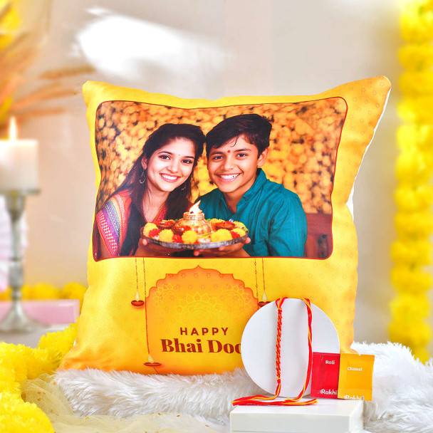 Celebrate  Bhaidooj Personalised Cushion Celebrate  Bhaidooj Personalised Cushion