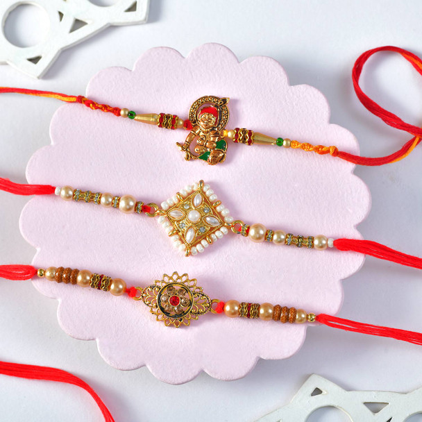 Set of Three Elegant Rakhi Bracelets Set of Three Elegant Rakhi Bracelets