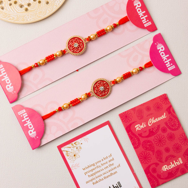 Handcrafted Rakhis And Lindt Chocolate Bar - For Australia