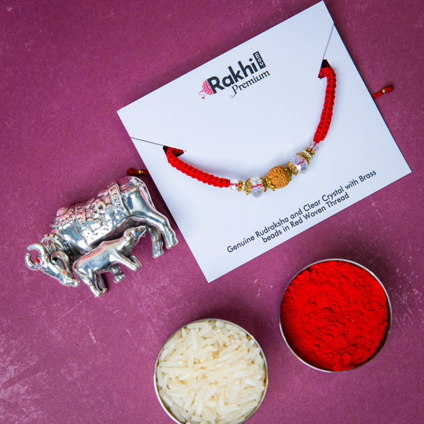 Premium Rakhi with Pure 999 Silver Cow - For Australia