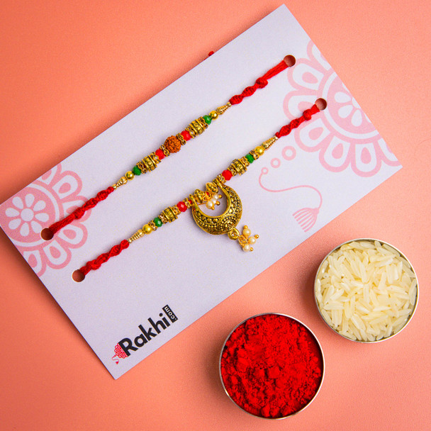 Bhaiya Bhabhi Rakhi Set with Motichoor Laddu & Cashews