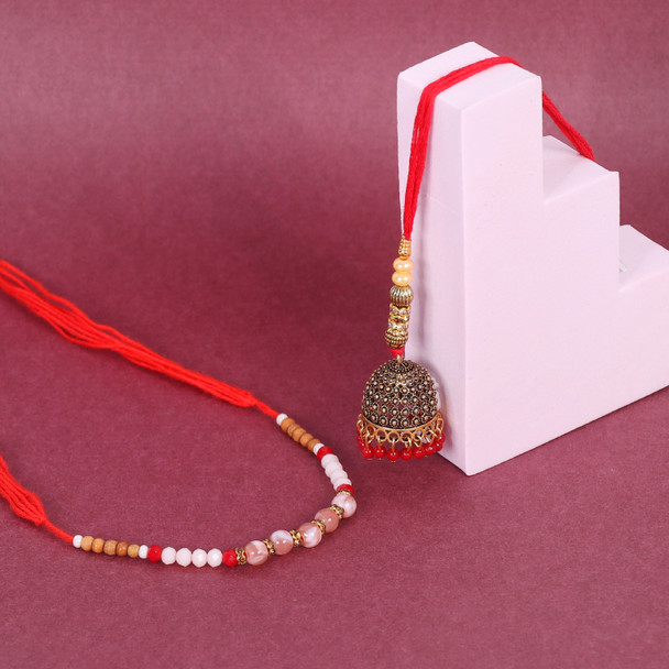 Glistening Bhaiya Bhabhi Rakhi Set