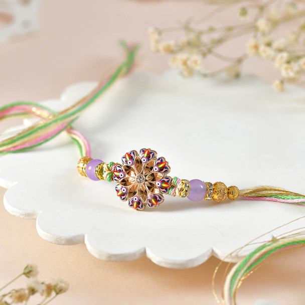 4 Vibrant Traditional Rakhi Set