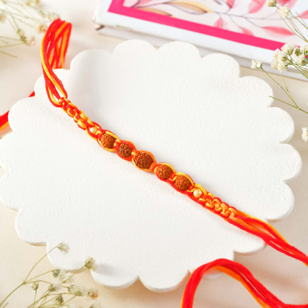 Hand Crafted Two Rudraksh Rakhi