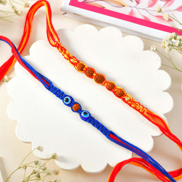 Hand Crafted Two Rudraksh Rakhi