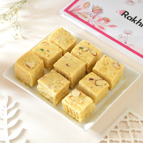 3 Evil Eye Rakhi Set With Soan Papdi And Cashew