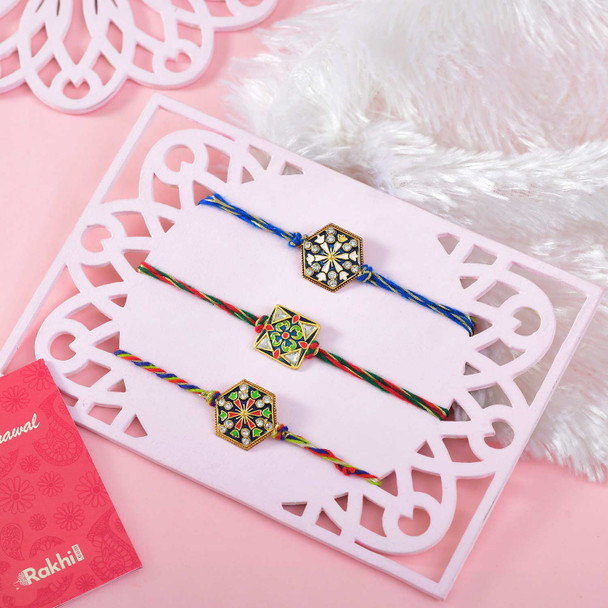 3 Rakhi Set With Lindt Chocolates