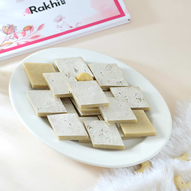 2 Colorful Vibrant Rakhi With Kaju Katli
