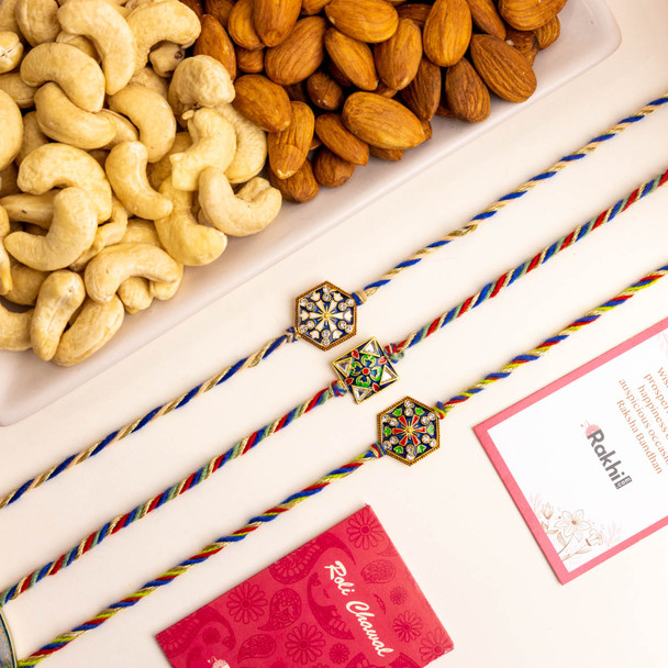 Three Traditional Rakhi with Dry Fruits -For Canada