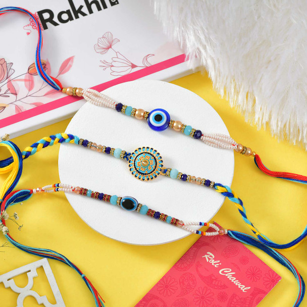 Evil Eye Rakhi With Colorful Rakhi Set