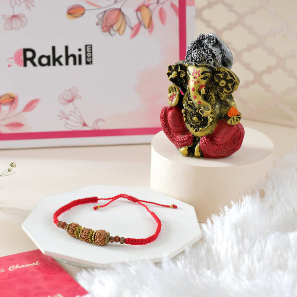 Rudraksha Rakhi With Decorated Ganesha