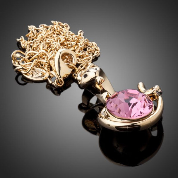 Friendly Snakes 18K Gold Plated Pink Stellux Austrian Crystal Necklace - For Australia