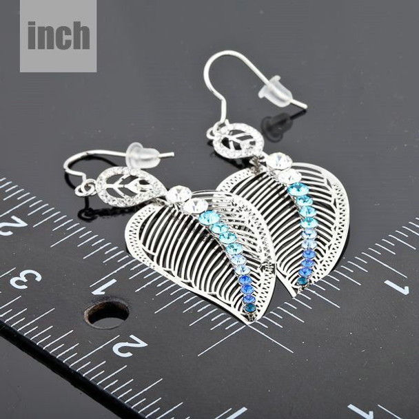 Platinum Plated Multicolour SWA ELEMENTS Austrian Crystal Leaves Drop Earring