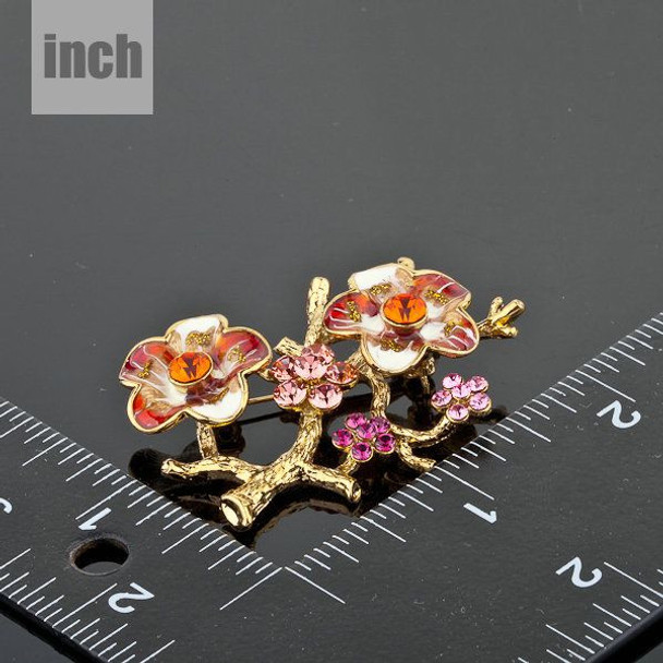 18K Gold Plated SWA ELEMENTS Mutilcolour Austrian Crystal The Plum Blossom Branches Design Brooch